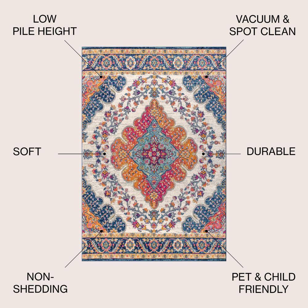 JONATHAN Y Bohemian FLAIR Boho Vintage Medallion Blue/Multi 5 ft. x 8 ft. Area Rug