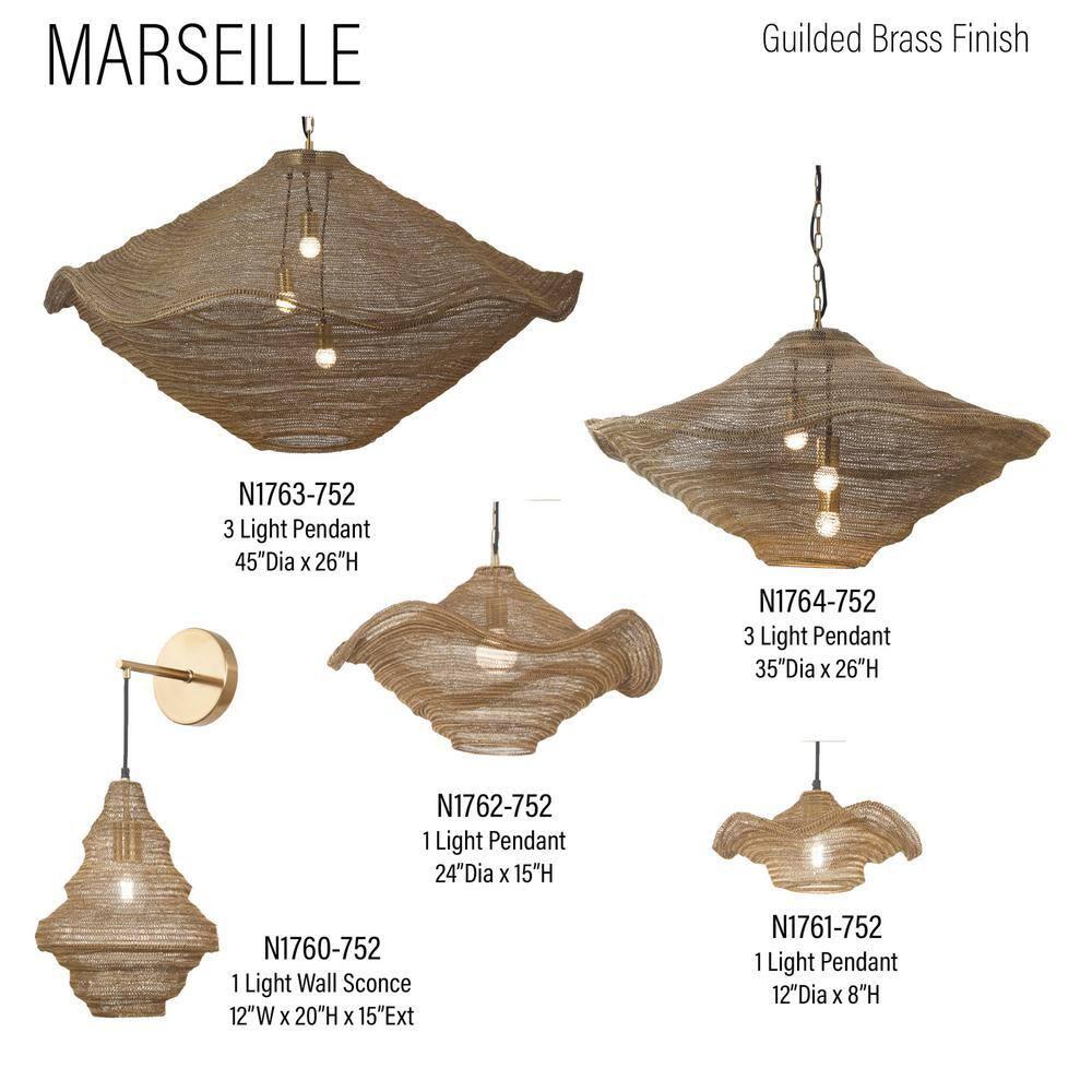 Small 1 Light Pendant In Gilded Brass Finish