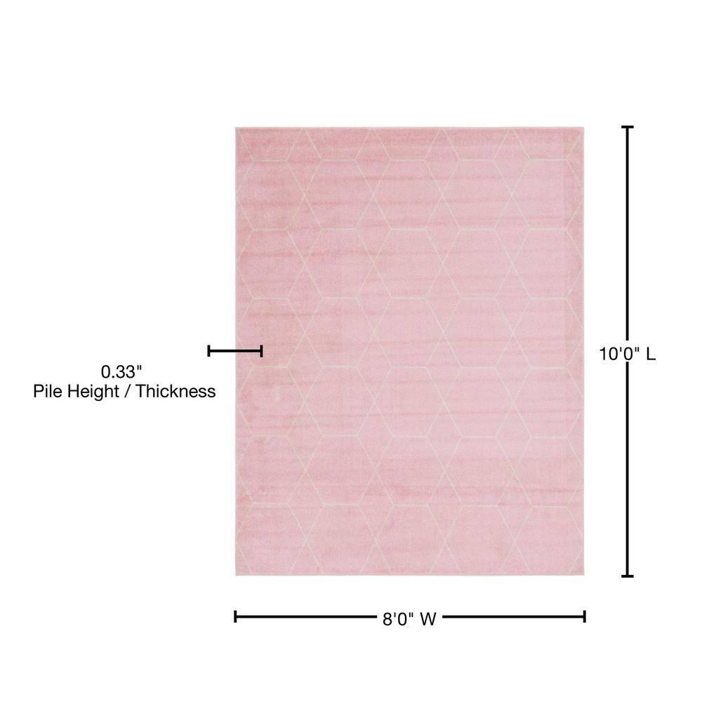 Unique Loom 8' 0 x 10' 0 Trellis Frieze Geometric Light Pink Area Rug