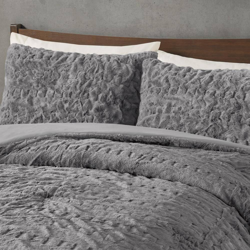 Almagul Ruched Fur Down Alternative Comforter Set