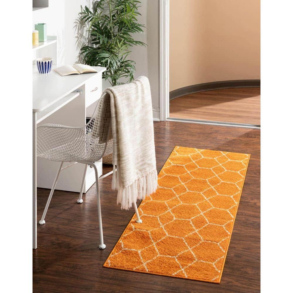 Unique Loom 2' 0 x 8' 8 Trellis Frieze Geometric Orange Area Rug
