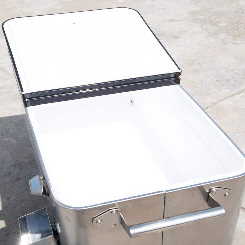 IRHOMA Outsunny 80 QT Rolling Cooling Bins Ice Chest on Wheels Outdoor Stand Up Drink Cooler Cart for Party