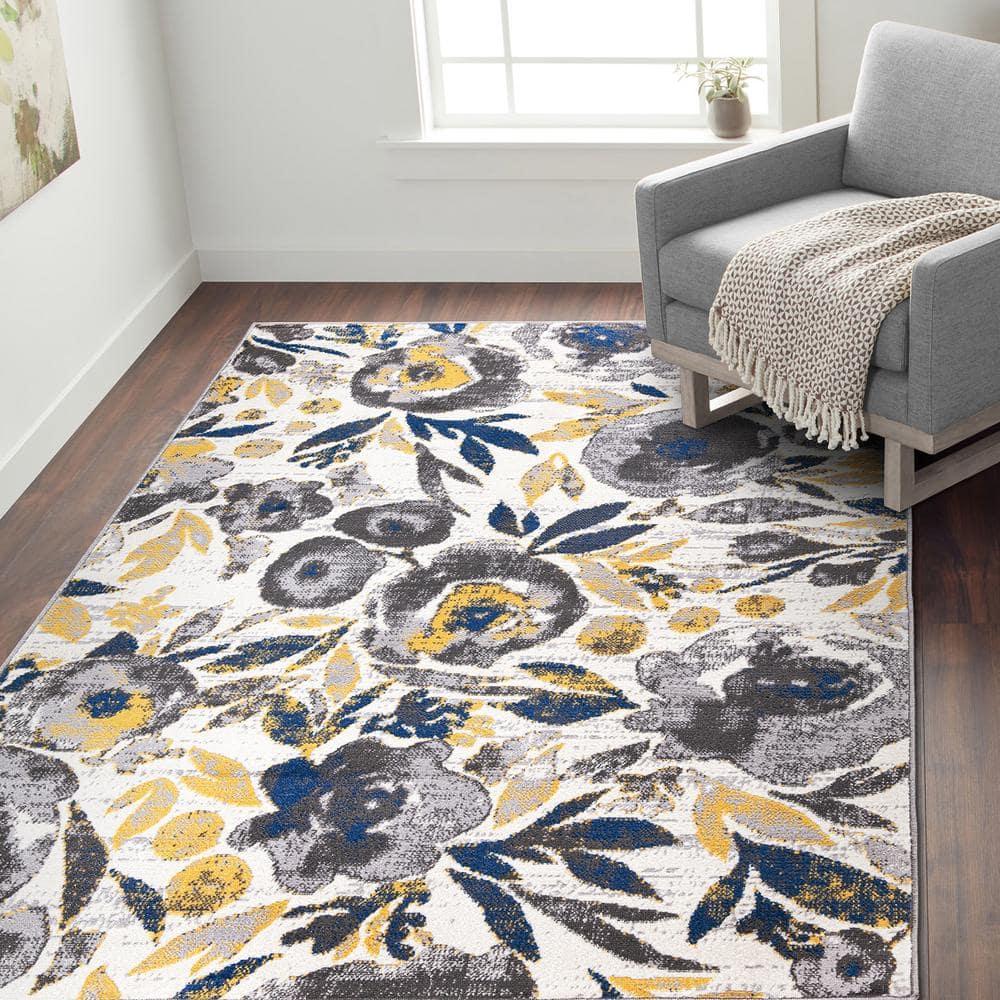 World Rug Gallery Vintage Modern Floral Indoor Area Rug - Cream 7'10" x 10'