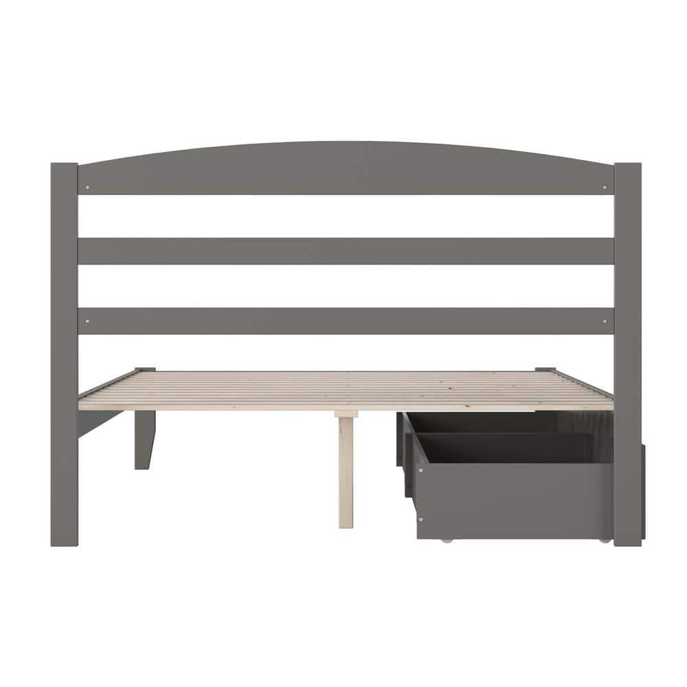 Warren Queen Bed with 2 Drawers in Grey