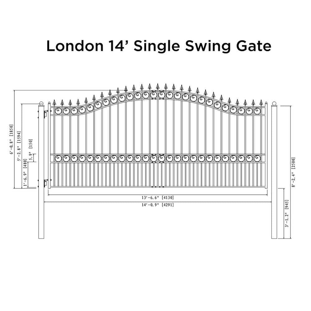 ALEKO Steel Single Swing Driveway Gate - LONDON Style