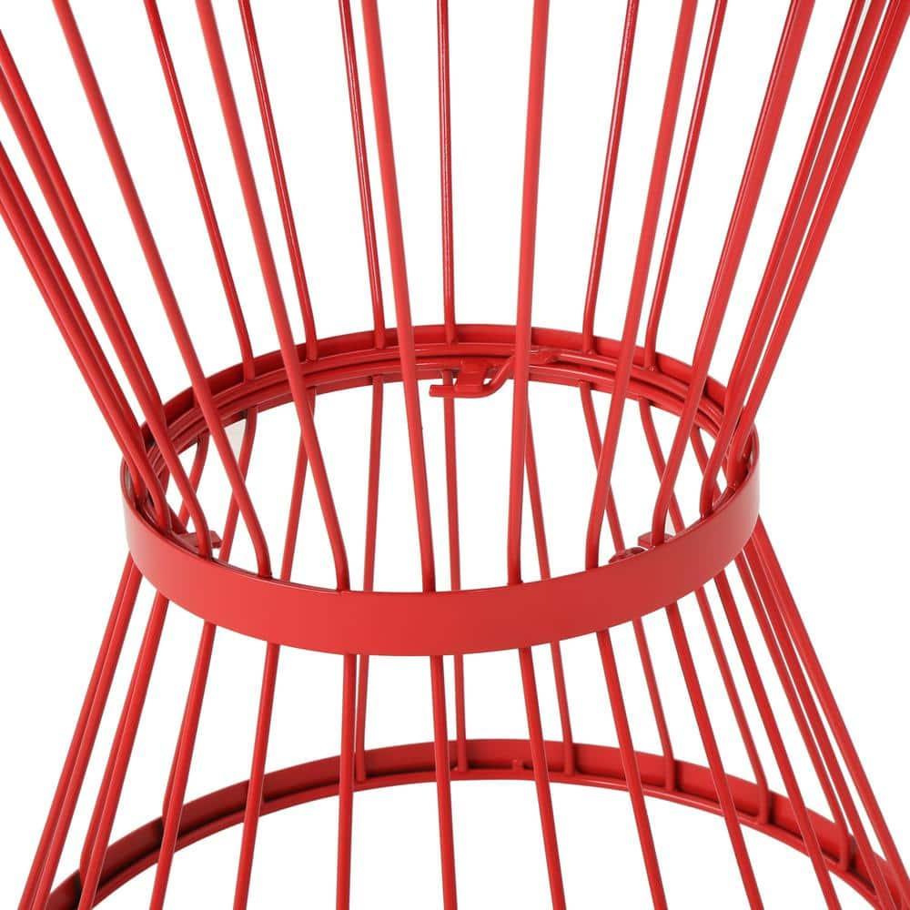 Noble House Lassen Outdoor Metal 16 Inch Side Table in Matte Red