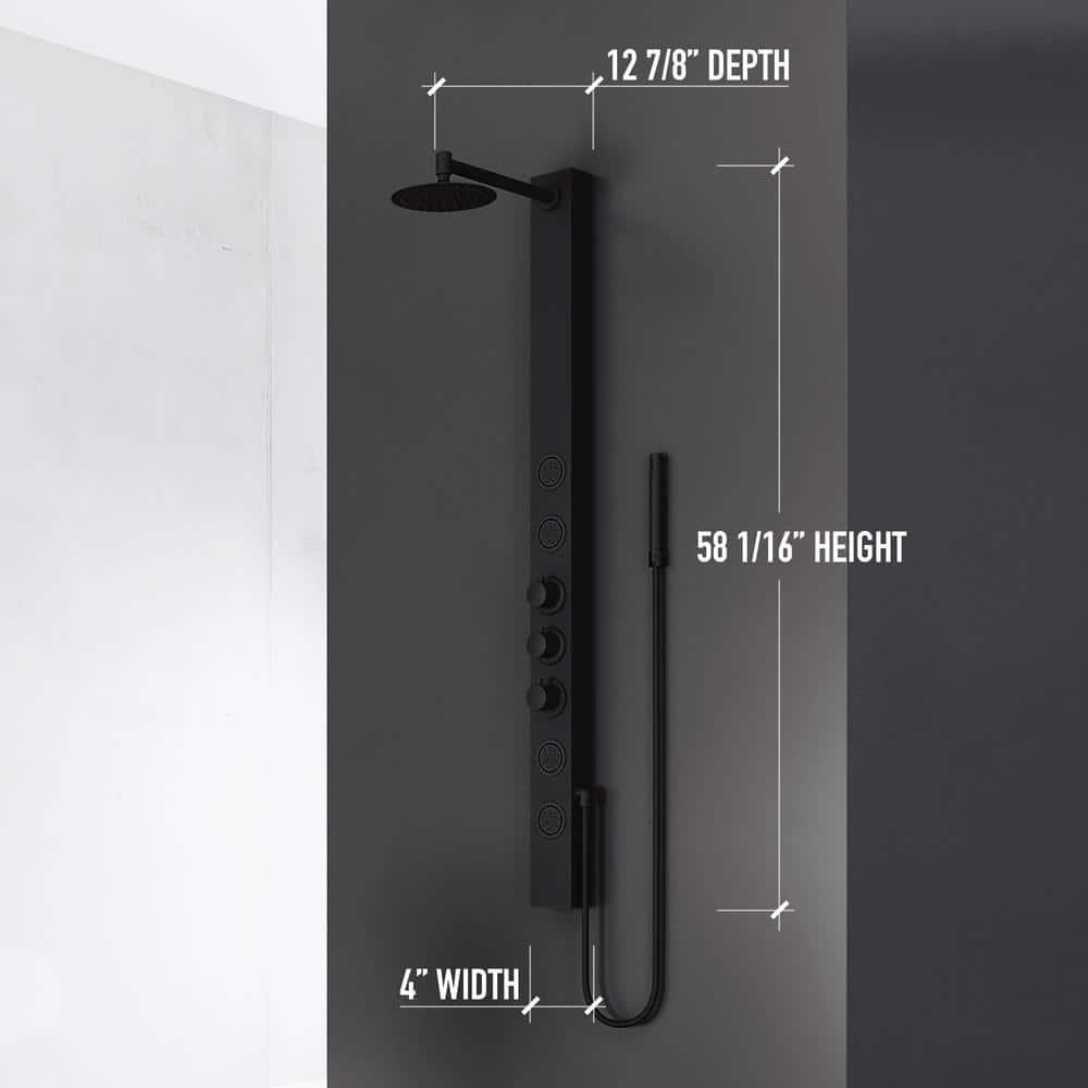 Sutton 58" H X 4" W EZDivert™ 4-Jet Shower System with Hand Shower Wand and Adjustable Shower Head