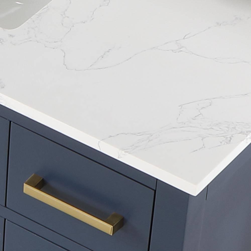 Gavino 48" Wood Vanity in Royal Blue with Composite Stone Top and Mirror