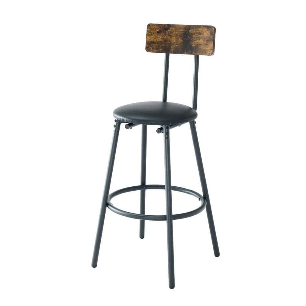 Olurrisa Bar Table and Chairs Set for 2, 3 Pieces Pub Dining Table Set, 2 Bar Stools PU Upholstery Seat with Backrest for Kitchen, Apartment, Small Space