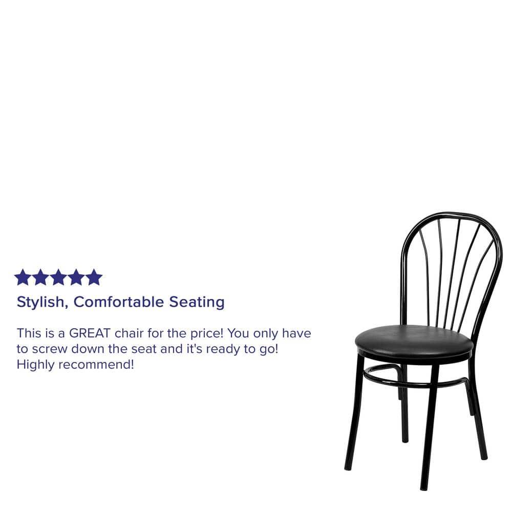 Flash Furniture HERCULES Series Fan Back Metal Chair - Black Vinyl Seat