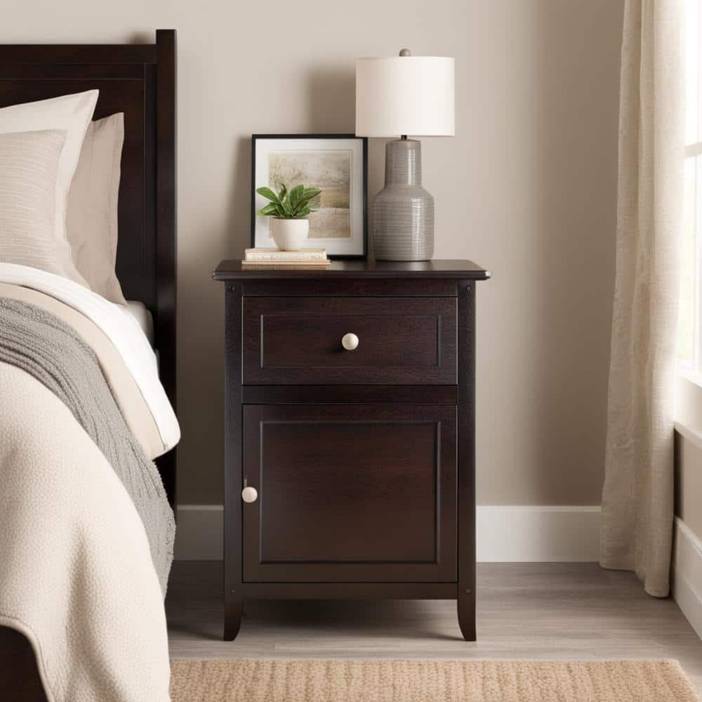 Eugene Nightstand - Espresso - Winsome: Wood Composite Bedside Cabinet with Storage