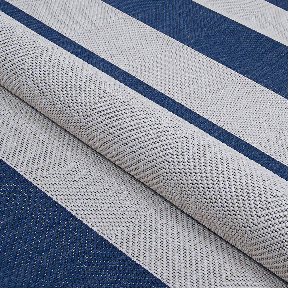 Couristan Afuera Yacht Club 3'11" x 5'7" Midnight Blue and Ivory Stripe Outdoor Rectangle Rug
