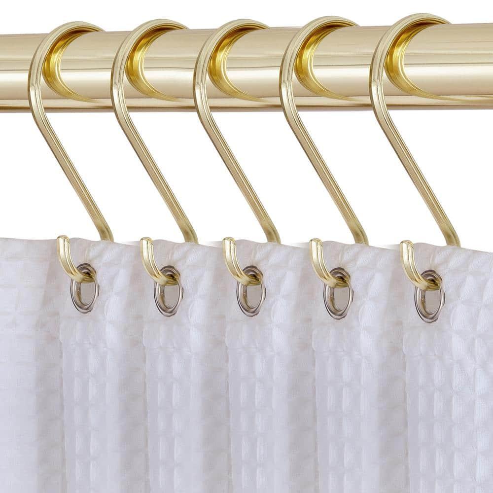 Utopia Alley HK15GD 1.7 x 3.3 Pulg. Ganchos para Cortinas de Baño y Cortinas de Baño de Zinc Inoxidable en Forma de S, Dorado - Juego de 12