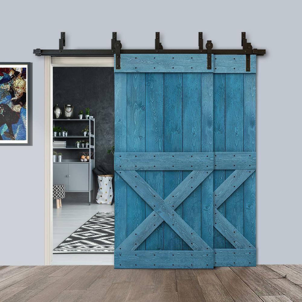 Calhome 84'' Solid Wood Paneled Painted with Installation Hardware Kit Barn Door