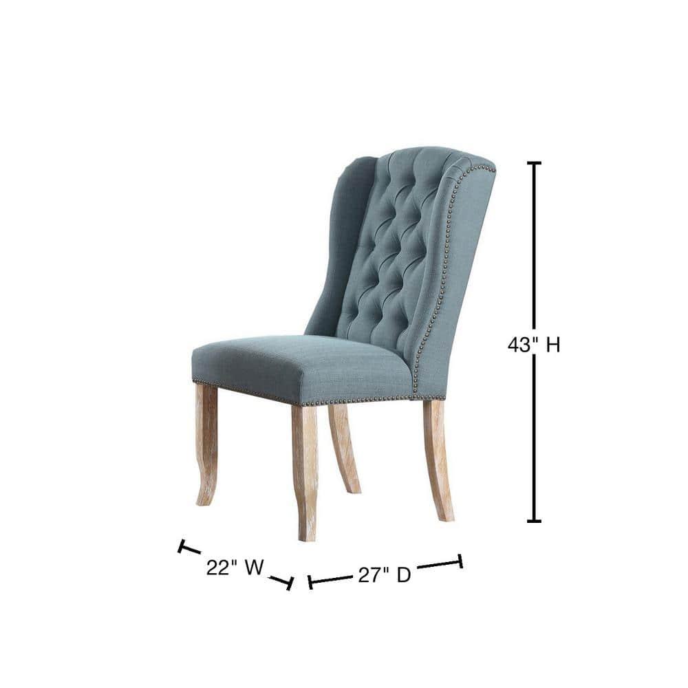Best Master Huntington Tufted Back Fabric Dining Side Chair- Sea Blue (Set of 2)