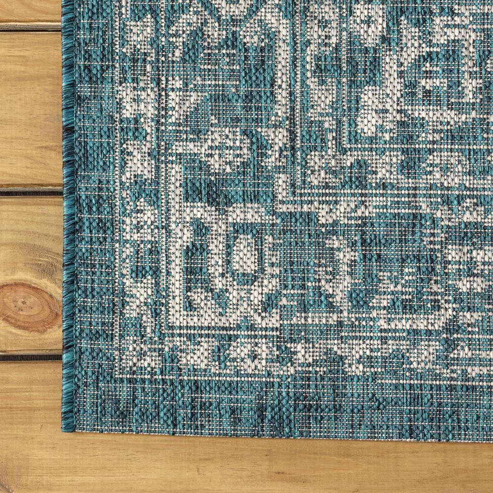 3'x5' Malta Bohemian Medallion Textured Weave Indoor/Outdoor Area Rug, Teal/Gray - JONATHAN Y