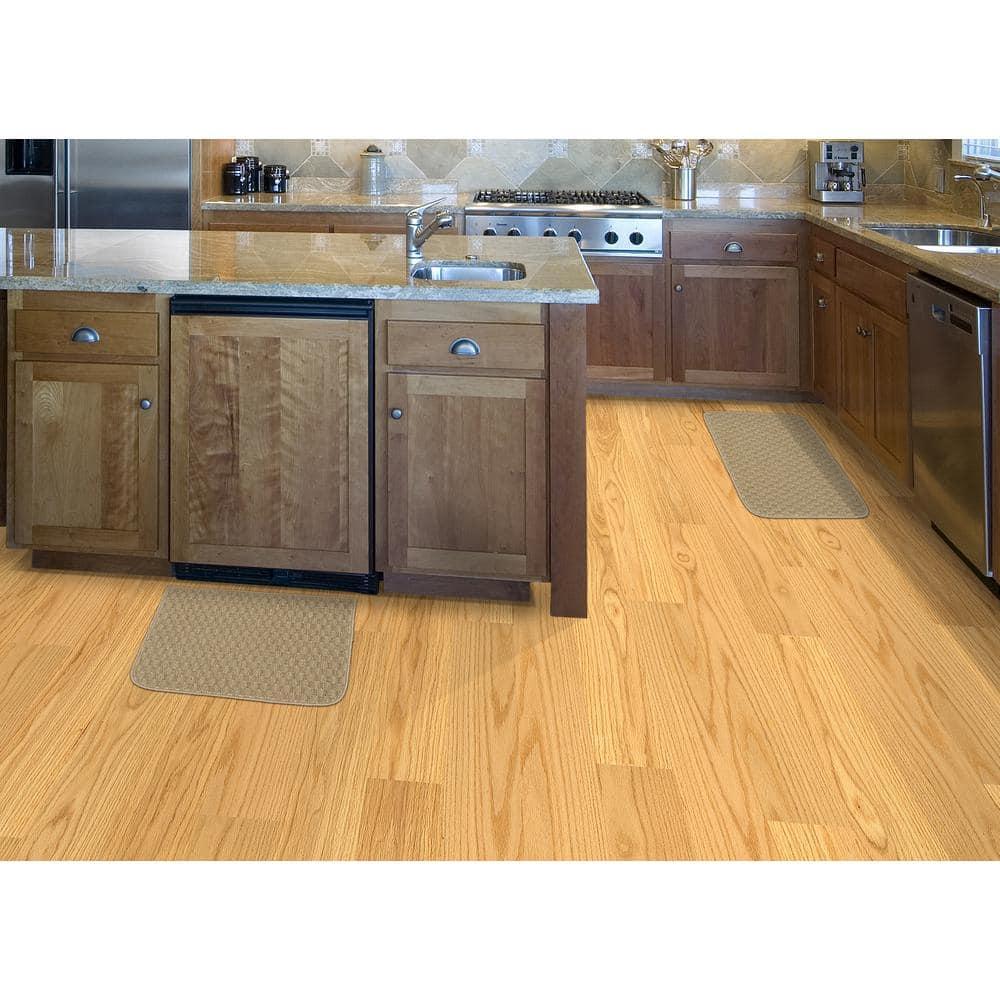Garland Rug Town Square Tan Kitchen Rug Set, 2 Piece Sliced Set (18"x28" Sliced, and 18"x28")