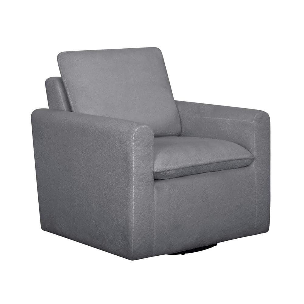 Lifestyle Solutions Lyndale Swivel Accent Chair Charcoal: High-Density Foam, Metal Legs, Scandinavian Style