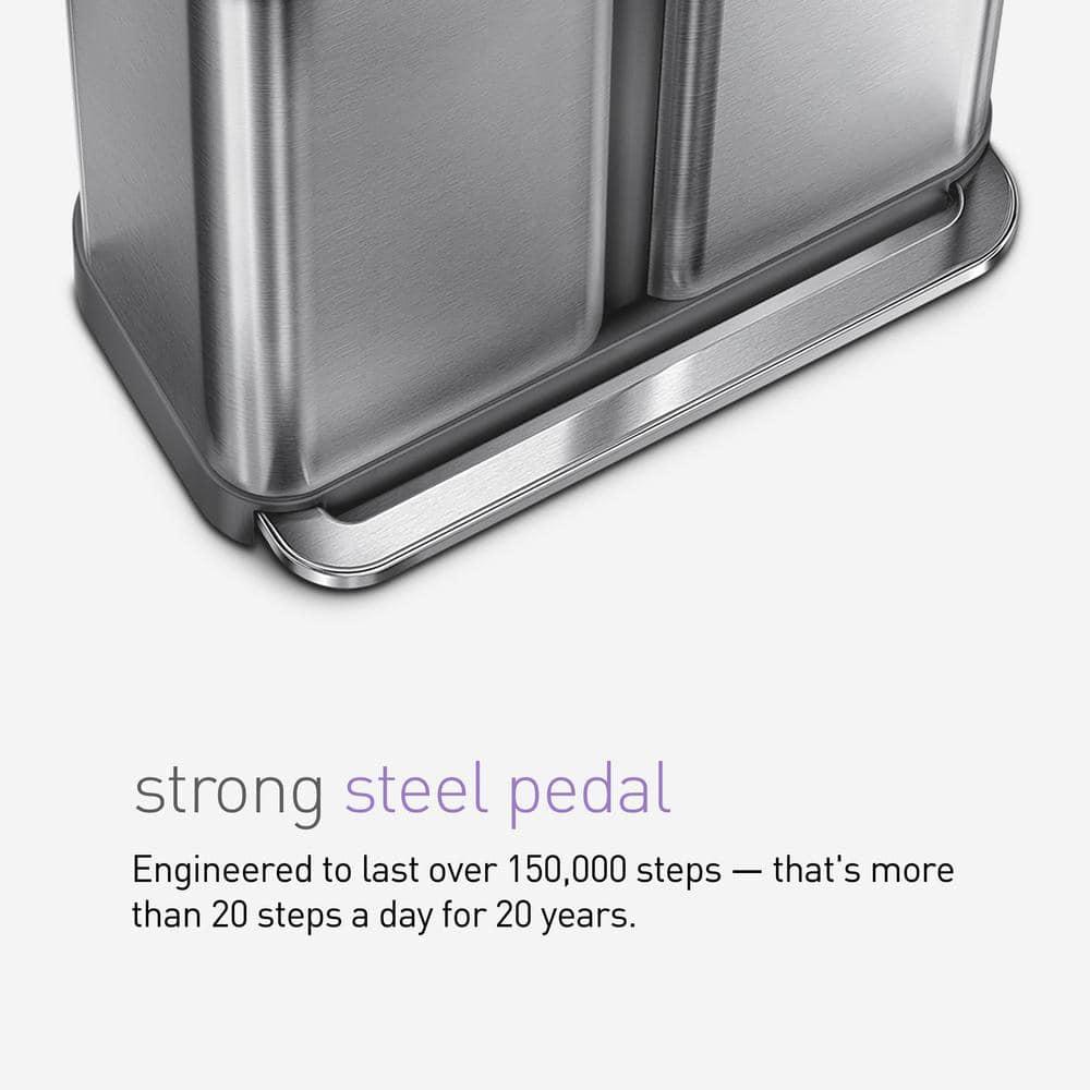 Simplehuman 58L / 15.3 Gallon Hands-Free Dual Compartment Recycling Kitchen Step Trash Can with Lid