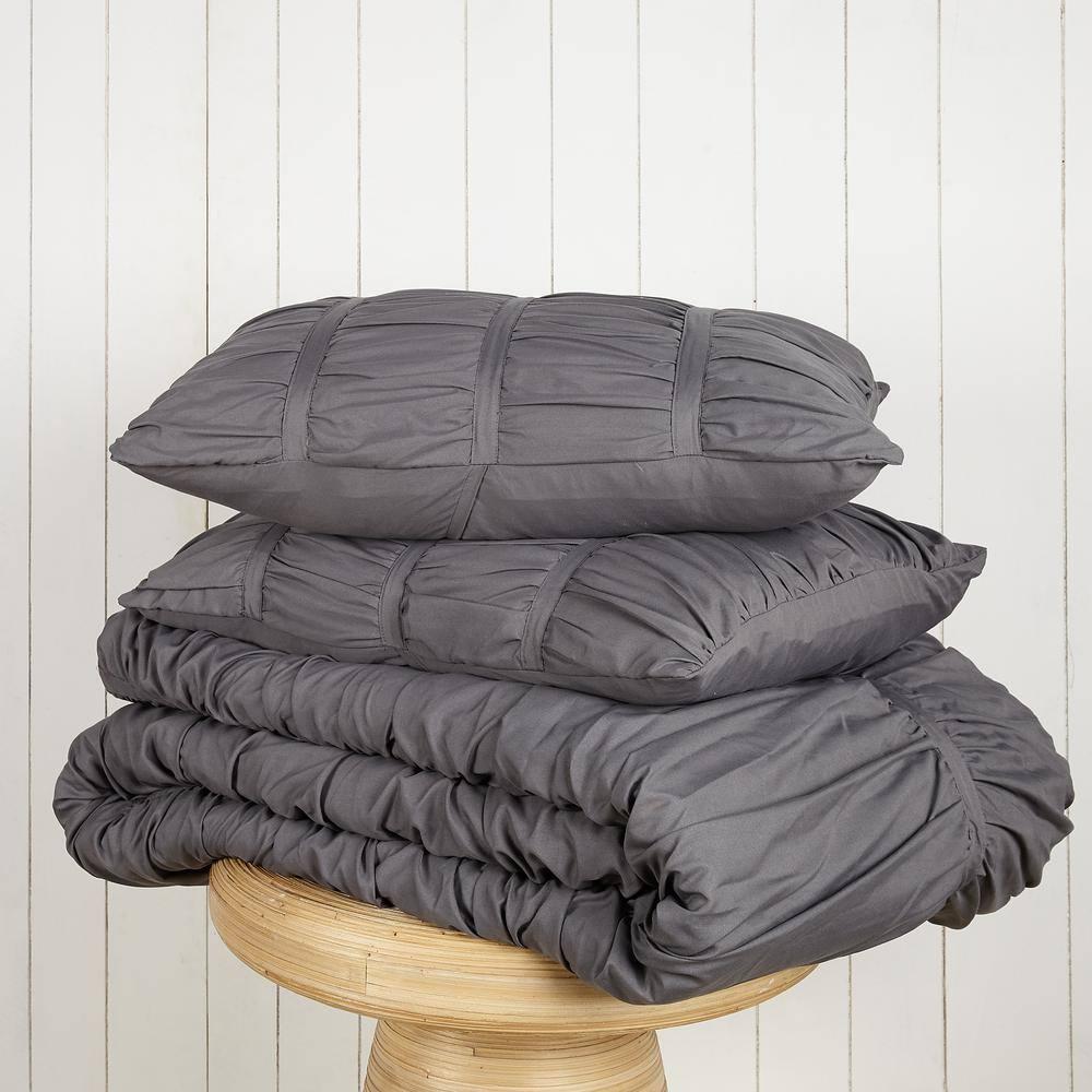 Modern Heirloom Emily Dark Gray 3-Piece Comforter Set, Full/Queen