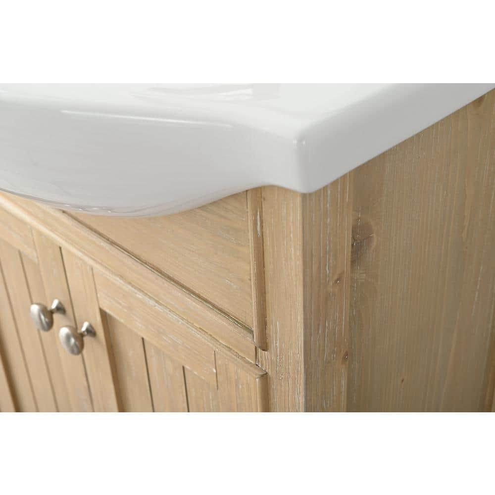 Design Element Marian 24" Single Sink Bath Vanity in Oak with Porcelain Top