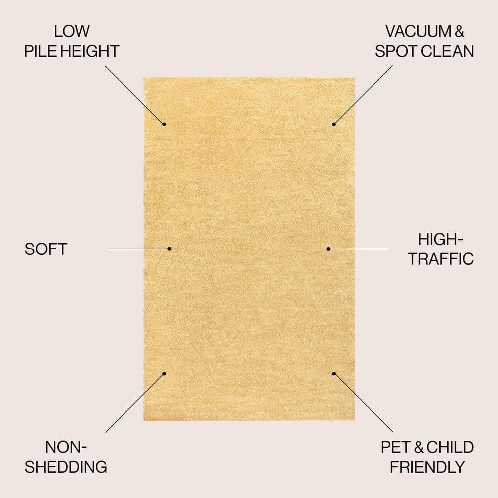 8'x10' Haze Solid Low-Pile Area Rug, Mustard - JONATHAN Y