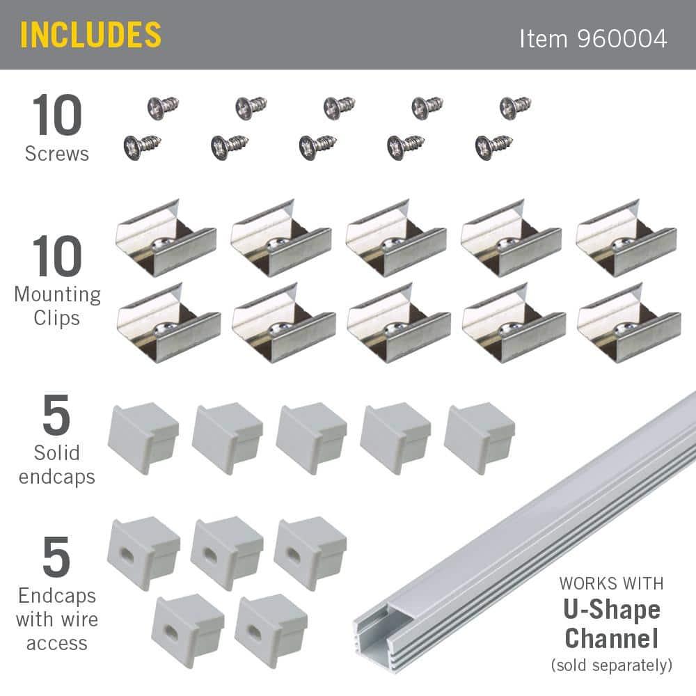 Armacost Lighting Accessory Packs for LED Tape Light Mounting Channels, Deep Surface, Grey 960004