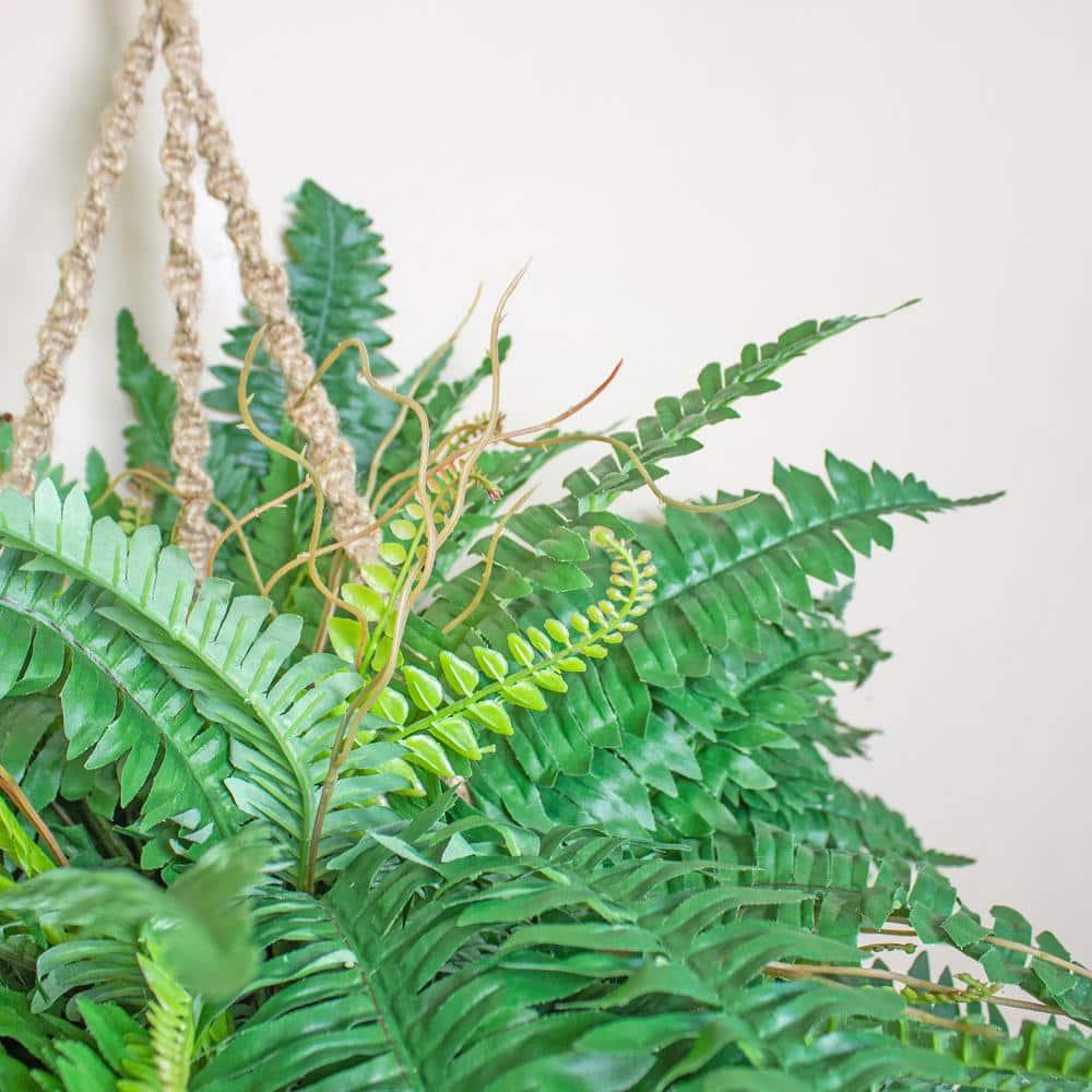 Nearly Natural Boston Fern Silk Hanging Basket