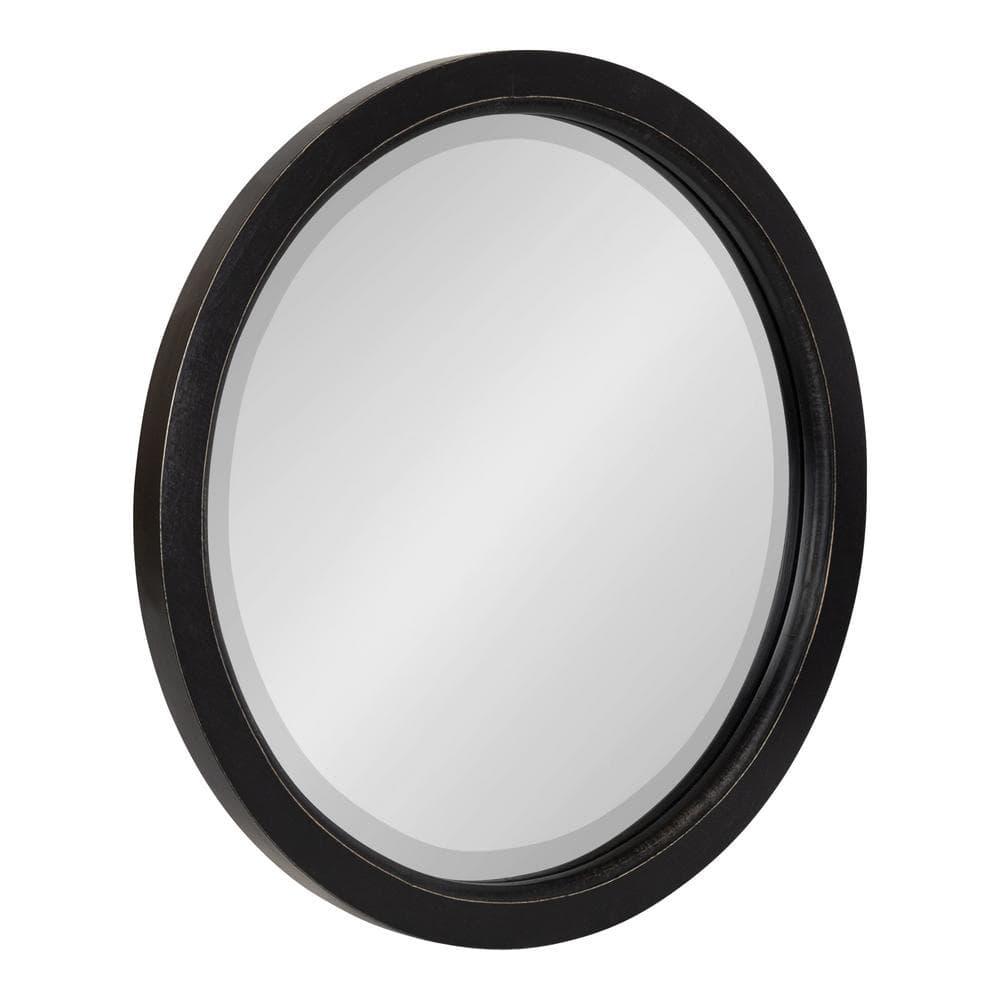 18" x 18" Hogan Round Framed Decorative Wall Mirror Black - Kate & Laurel All Things Decor: Modern Farmhouse Style, Solid Wood