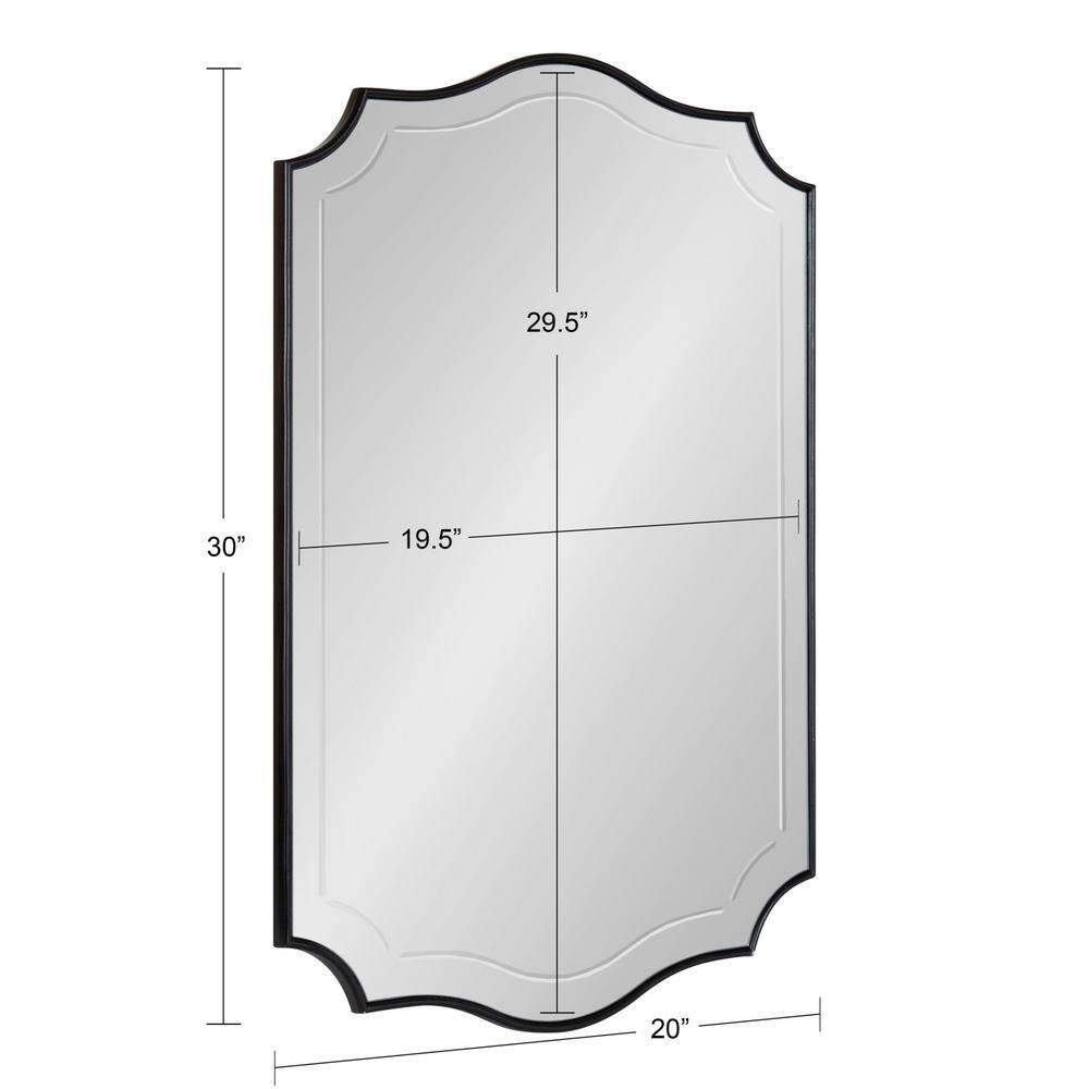 20" x 30" Hollyn Decorative Framed Wall Mirror Black - Kate & Laurel All Things Decor: Scalloped Edge, V-Groove, Hangs Both Ways