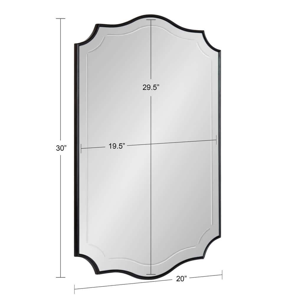 20" x 30" Hollyn Decorative Framed Wall Mirror Black - Kate & Laurel All Things Decor: Scalloped Edge, V-Groove, Hangs Both Ways