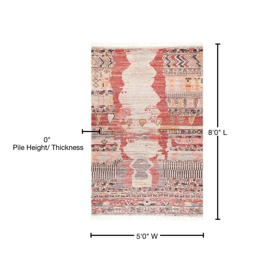 Nuloom Hermina Abstract 5x8 Jute Indoor Area Rug for Dining Room Rug Neutral Rug Living Room Rug Kitchen, Multicolor/Ivory