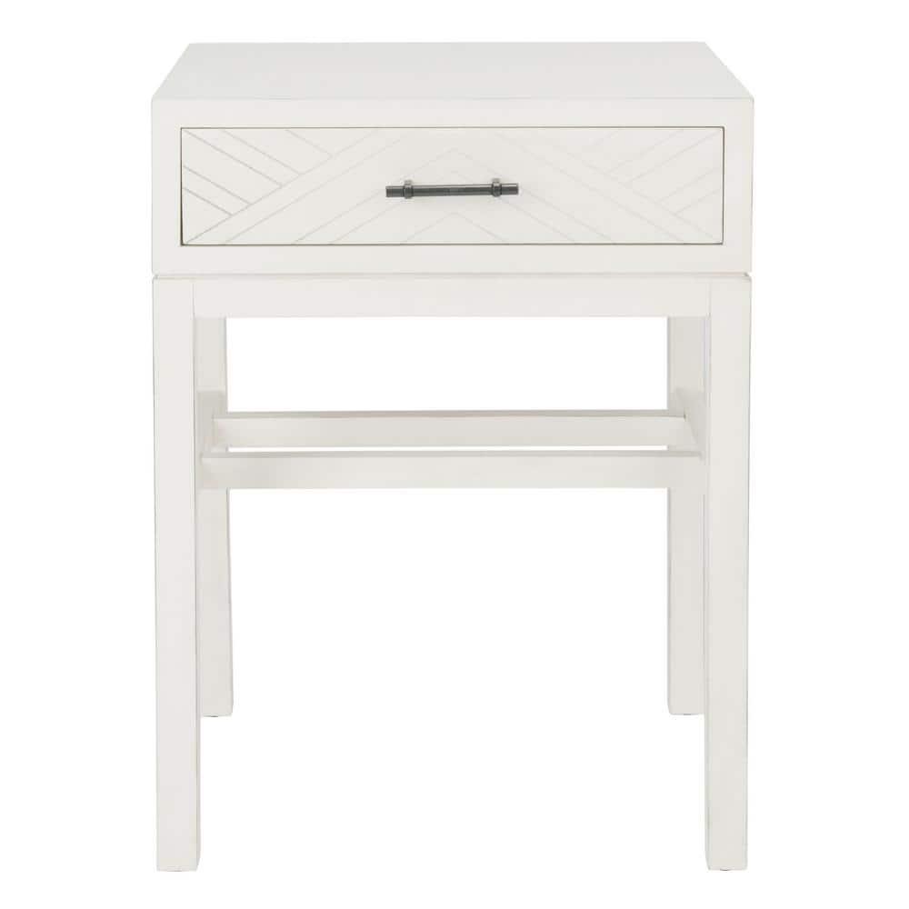 Ajana 1 Drawer Accent Table - Distressed White - Safavieh.