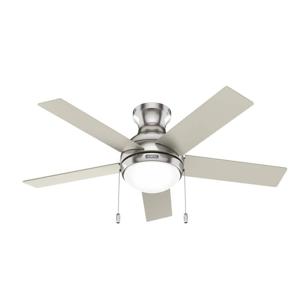 44" Aren 5 - Blade Flush Mount Ceiling Fan with Pull Chain and Light Kit Included