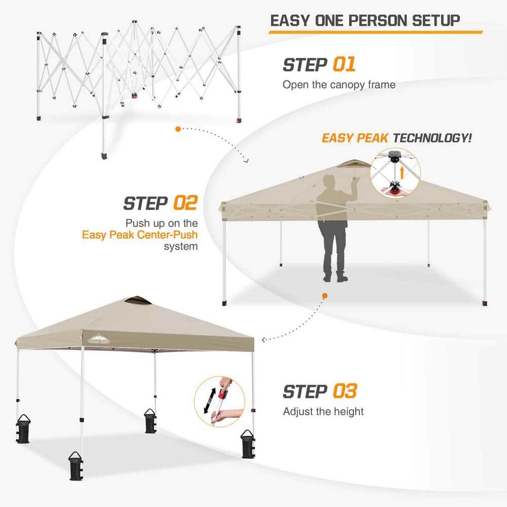 EAGLE PEAK Pop Up Canopies 10 Ft. W x 10 FT. D Metal Party Tent Canopy