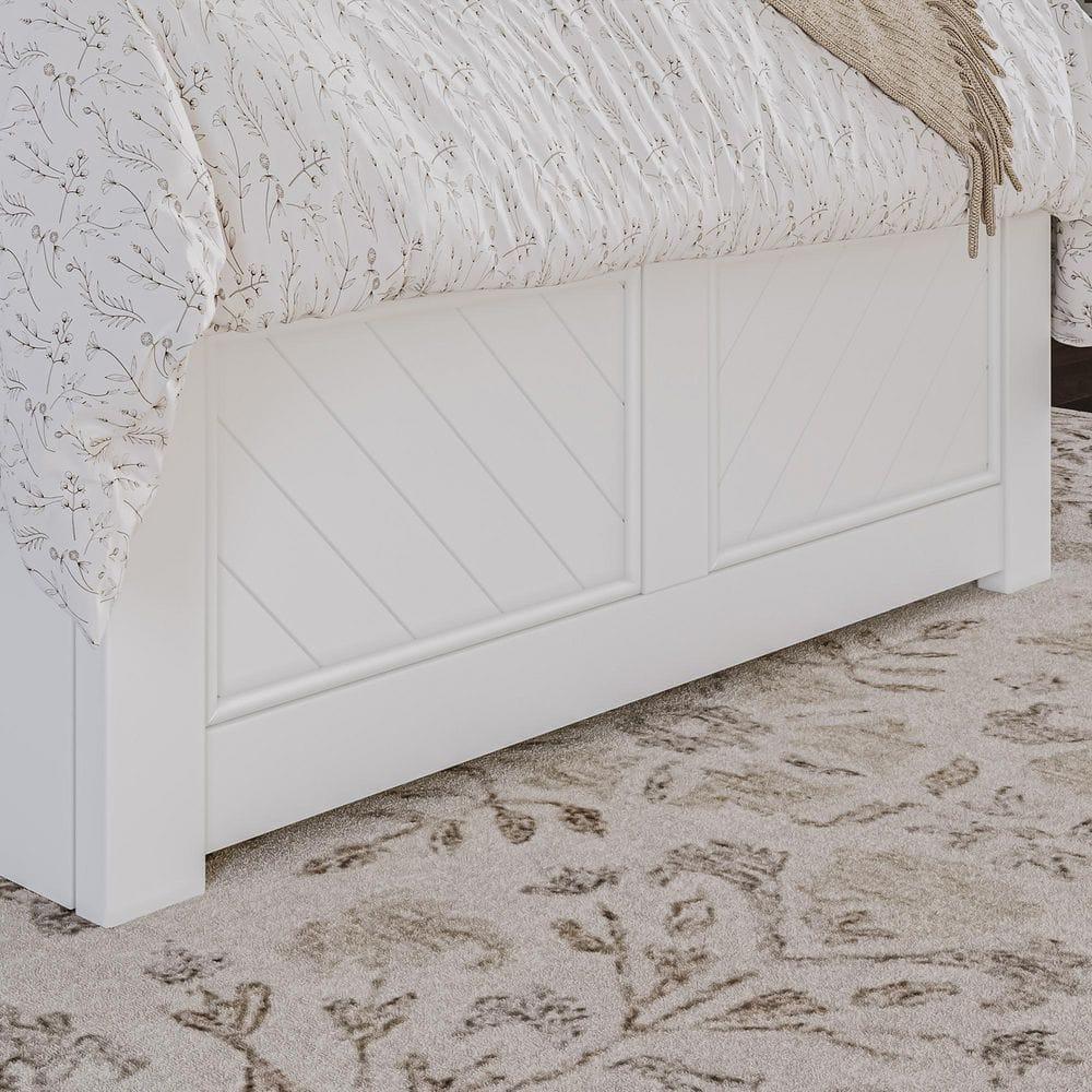 HAOYUN Canyon Twin XL Farmhouse Solid Wood Platform Bed with Footboard & Twin XL Trundle, White