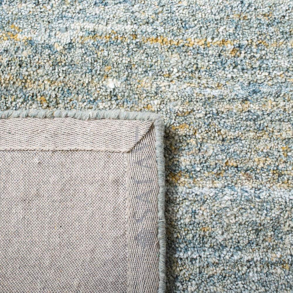SAFAVIEH Himalaya Flanagan Solid Runner Rug, Blue/Olive, 2'3" x 6'