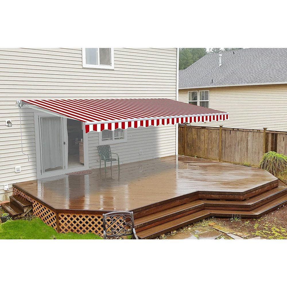 ALEKO Motorized Retractable Outdoor Awning with White Frame