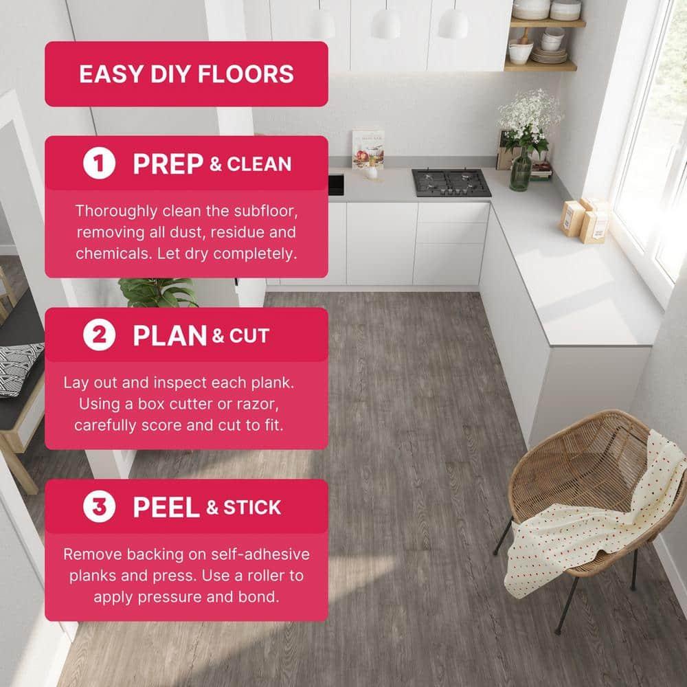 BaseCore 12mil x 6" W x 36" L Peel and Stick Luxury Vinyl Plank Flooring