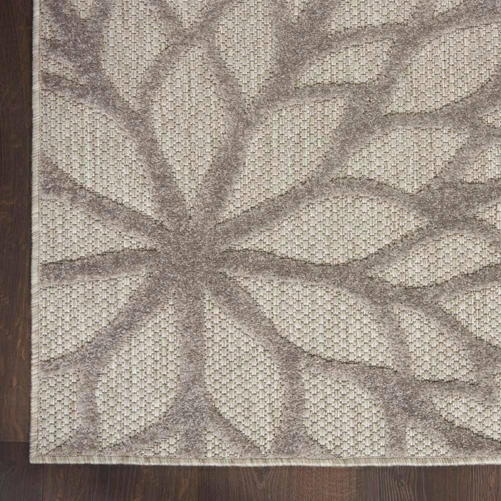 Nourison Aloha Floral Bloom Flatweave High-Low Indoor Outdoor Area Rug Silver Grey 3'6" x 5'6"