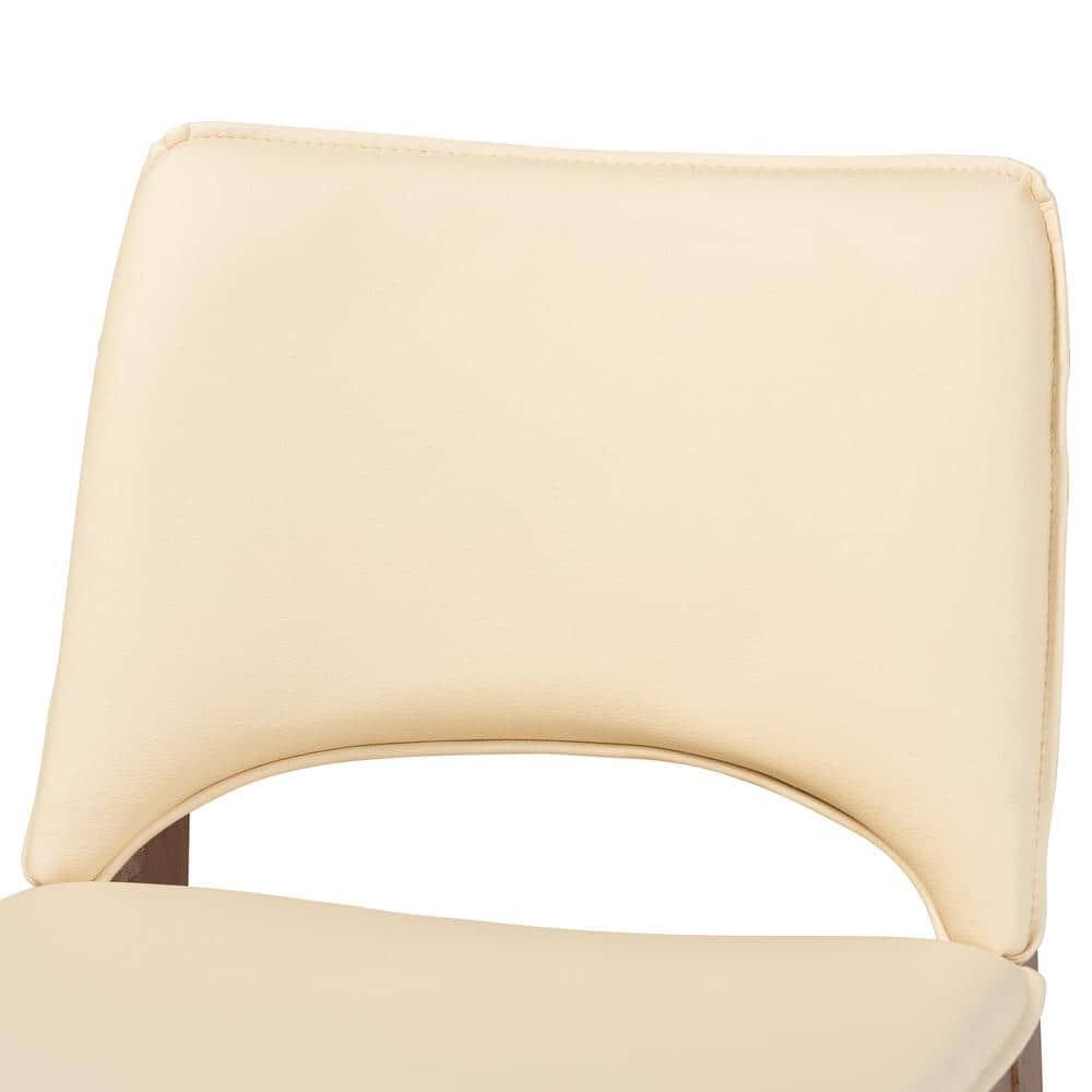 2pc Afton Faux Leather Upholstered and Wood Dining Chair Set Beige/Walnut Brown - Baxton Studio