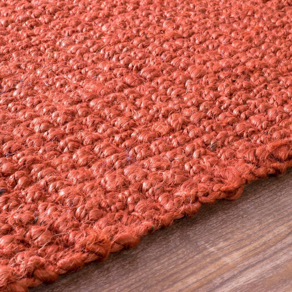 Nuloom 6x9 Daniela Jute Tassel Hand Woven Indoor Area Rug, Brick, Solid Chunky Farmhouse Design, Natural Fiber BedroomLiving Room