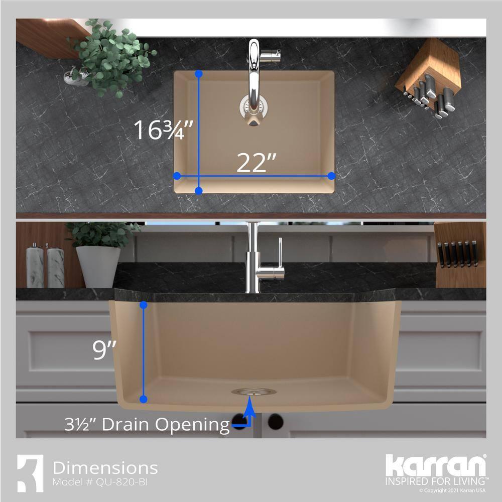Karran Undermount Quartz Composite 31-3/4'' X 19-1/4'' Single Bowl Kitchen Sink
