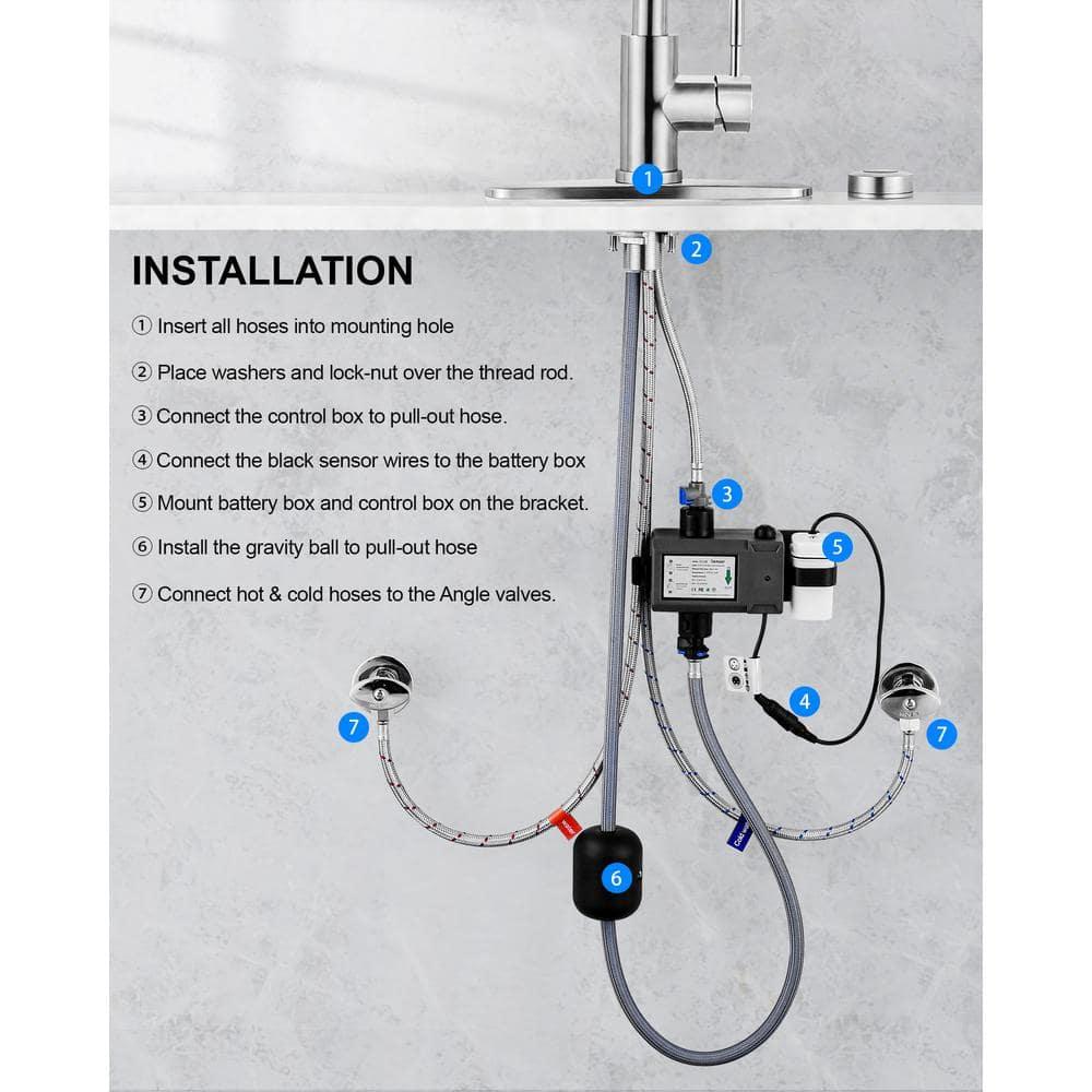 ARCORA Automatic Smart Mobile Motion Sensor Kitchen Sink Faucet with 3 Modes Pull-Down Sprayer AR7100301-MS