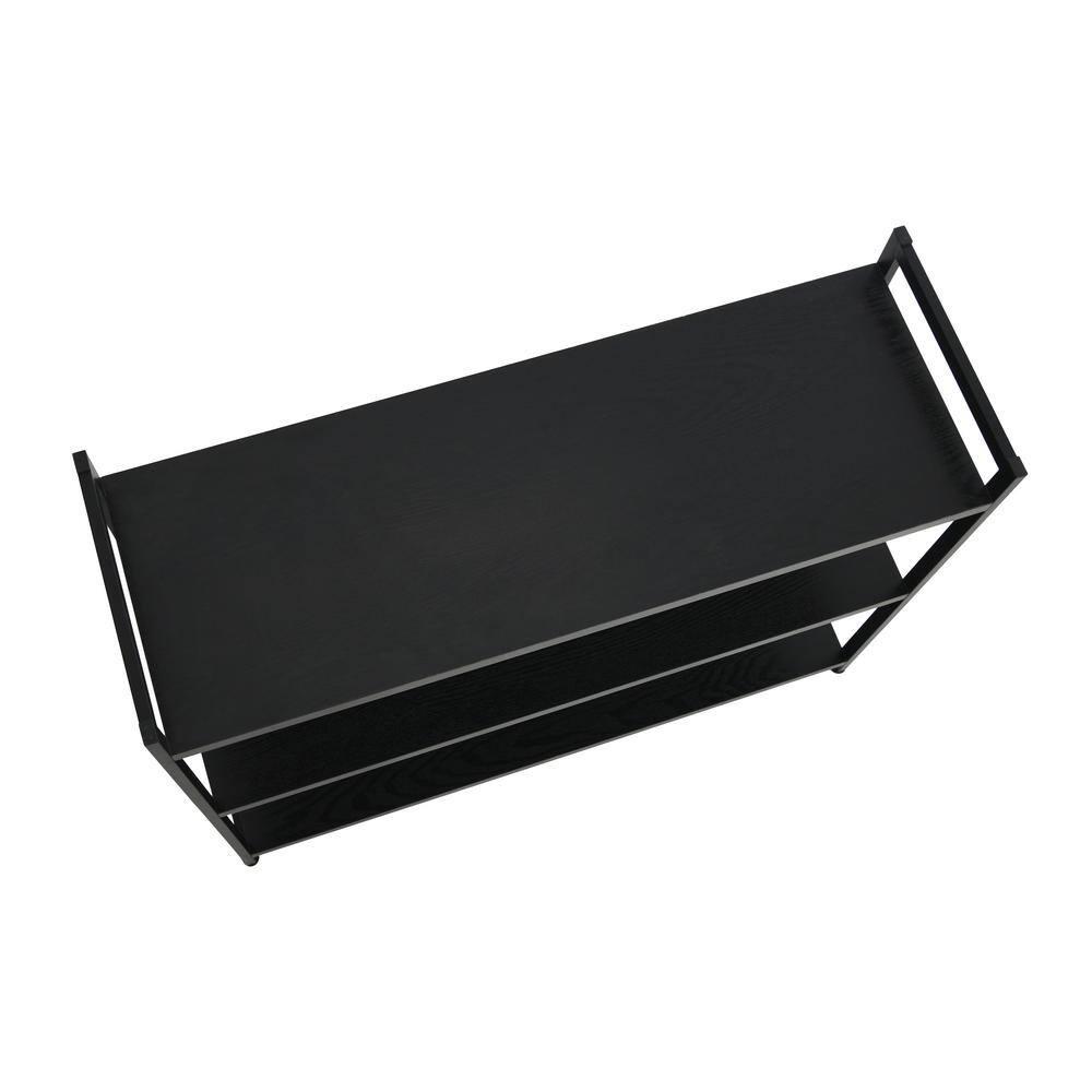 Household Essentials 32.5" Jamestown Wide 3 Shelf Bookshelf Black Oak: Sturdy Iron Frame, Adult Assembly Required