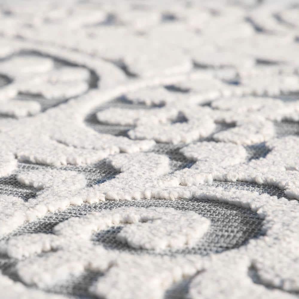 My Texas House Bluebonnets Natural Gray High Low Indoor Outdoor Rug