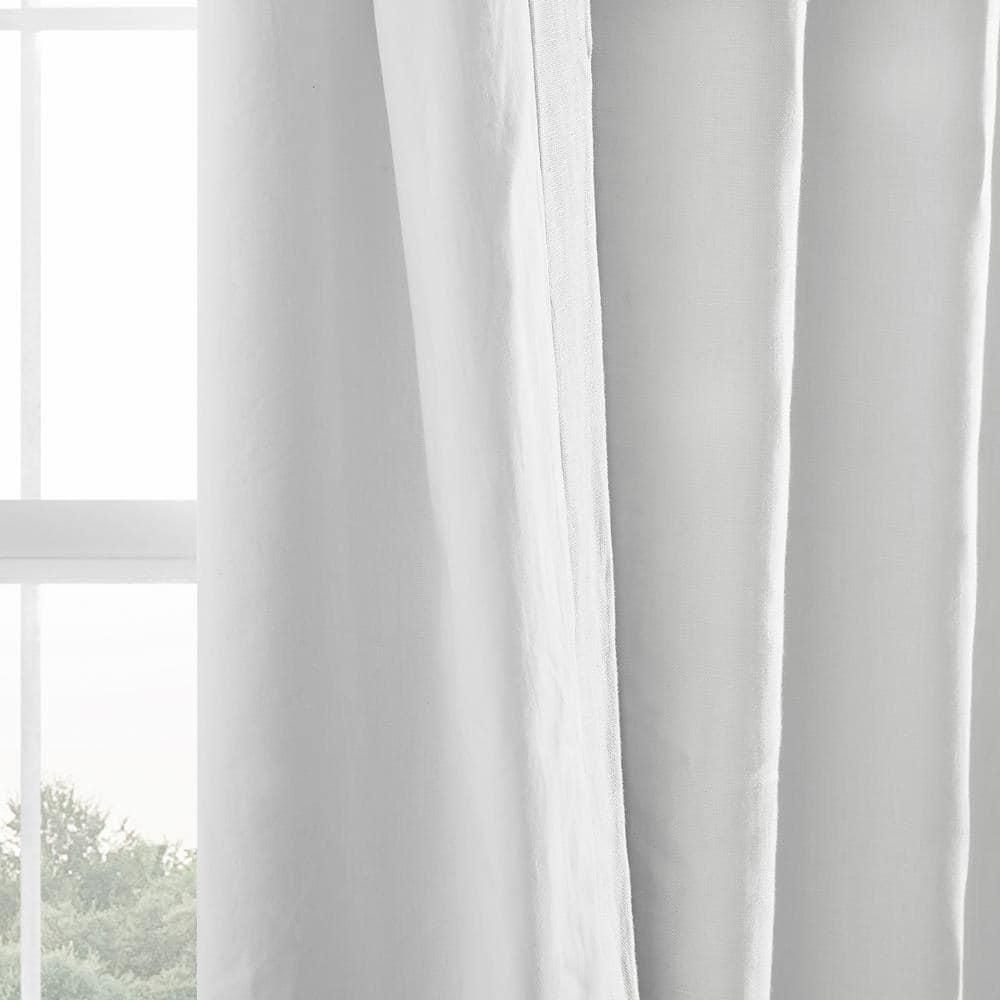 HPD Half Price Drapes French Linen Curtains 108 Inches Long Room Darkening Curtains for Bedroom & Living Room 50 X 108, (1 Panel), Crisp White