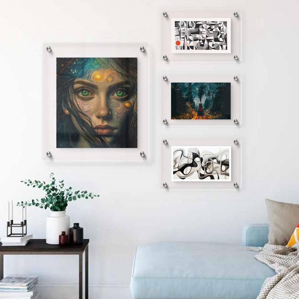 23 in. W. x 33 in. Rectangular Double Acrylic Picture Frame Chrome Wall Mounted Magnet Best 20 in. W. x 30 in. Art Size