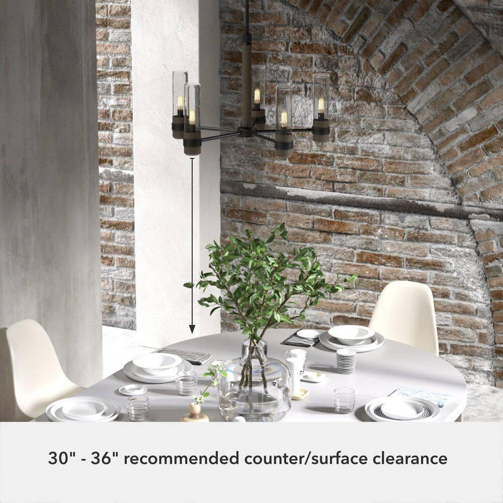 Hunter - River Mill 5-light Rustic Iron, Large Chandelier, Dimmable, Rustic Style, Candle Shaped, for Bedrooms, Kitchens, Dining, Living Rooms - 19474