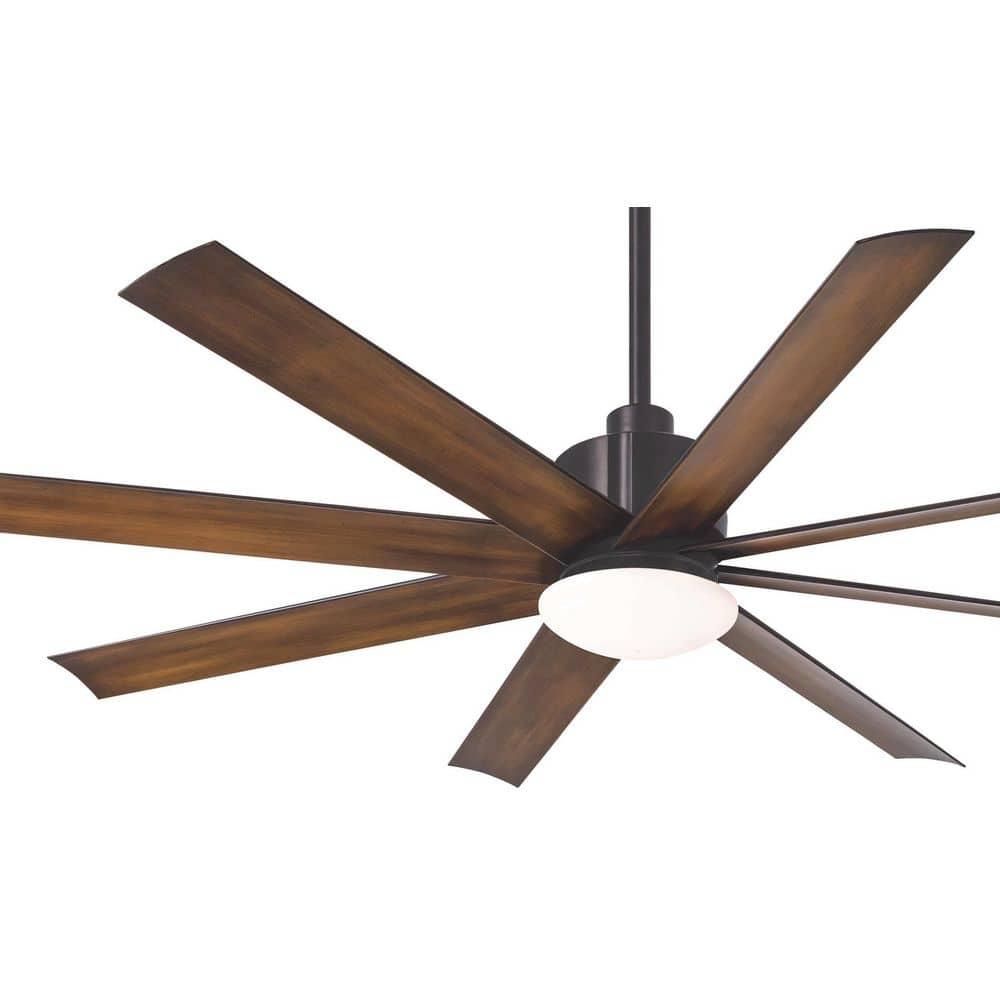 65" Minka Aire Modern Outdoor Ceiling Fan with LED Light Remote Control Coal Distressed Koa Opal Glass Wet Rated for Patio Gazebo